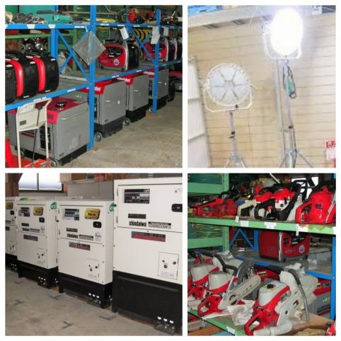 工事現場で使用する電動機械工具（発電機・ディスクバルーン・エンジンカッター・チェーンソー・送風機・ハンマードリル・ハツリハンマー等）