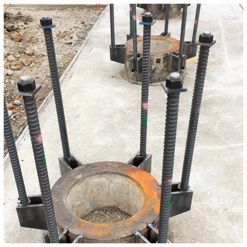 クラウンパイルアンカー工法：SC杭（外殻鋼管付コンクリート杭）杭頭補強筋溶接
その他：開先付き異形棒鋼New J-BARも取扱っております。